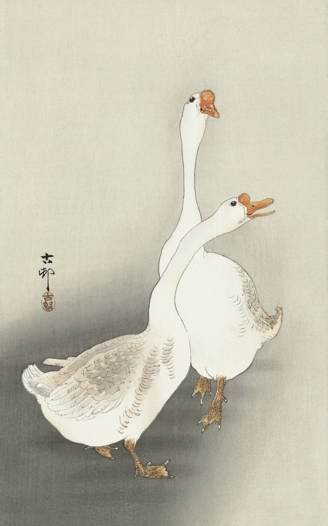 Two Japanese geese (1900s) | Ohara Koson poster Posters, Prints, & Visual Artwork The Trumpet Shop   