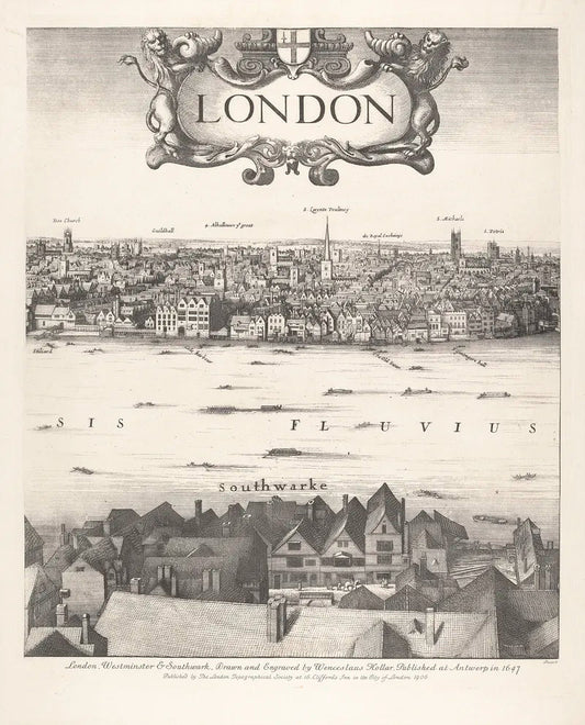 View of London (1647) | Wenceslaus Hollar | Vintage map prints Posters, Prints, & Visual Artwork The Trumpet Shop   