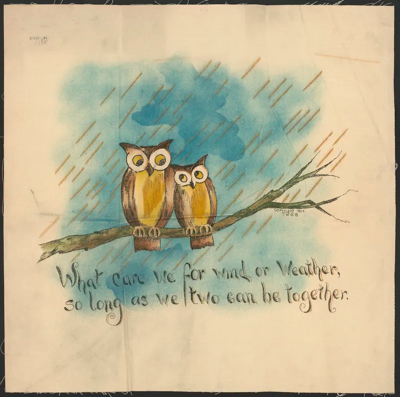 “What care we…” loving Owls art print (1908)  The Trumpet Shop   