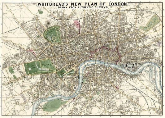 Whitbread's new plan of London (1853) | Vintage Map Print  The Trumpet Shop   