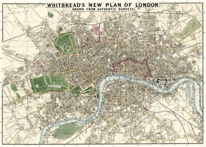 Whitbread's old map of London wall art (1853)