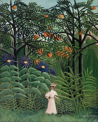 Woman Walking in an Exotic Forest (1900s) | Henri Rousseau